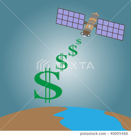Satellite transmit signal from space  to  earth 40005488