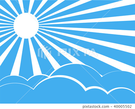 Sun rays with blue and white behind the clouds - Stock Illustration ...