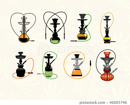 Hookah set . Hookahs icons of various shapes. Hookah set . Hookahs icons of various shapes. 40005746
