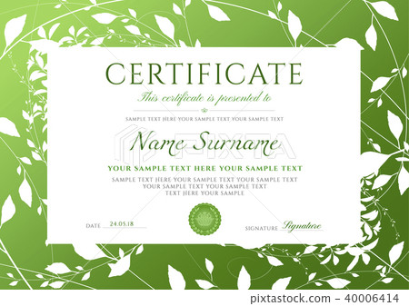 Certificate of completion template with Green