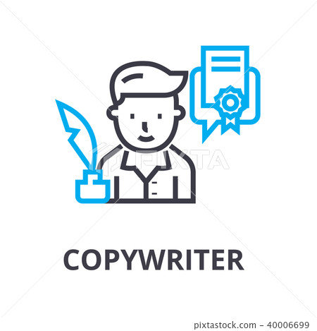 copywriter thin line icon, sign, symbol, illustation, linear concept, vector  40006699