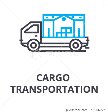 cargo transportation thin line icon, sign, symbol, illustation, linear concept, vector  40006724
