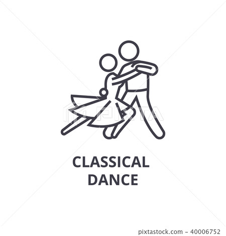 classical dance thin line icon, sign, symbol, illustation, linear concept, vector  40006752