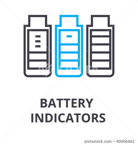 battery indicators thin line icon, sign, symbol, illustation, linear concept, vector  40006862