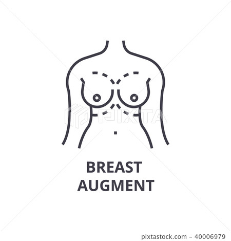 breast augment thin line icon, sign, symbol, illustation, linear concept, vector  40006979