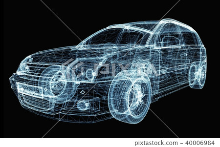 Abstract car consisting of luminous lines and dots 40006984