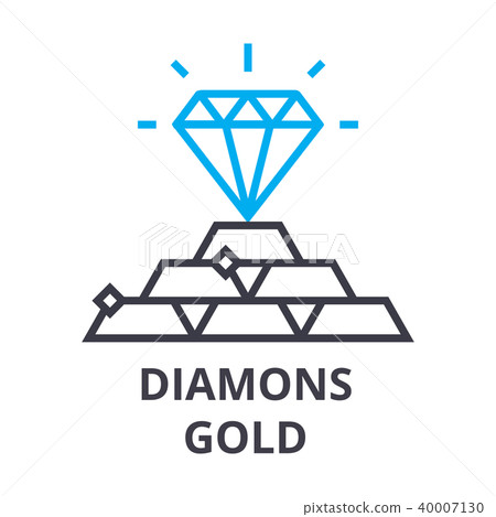 diamonds, gold thin line icon, sign, symbol, illustation, linear concept, vector diamonds, gold thin line icon, sign, symbol, illustation, linear concept, vector 40007130