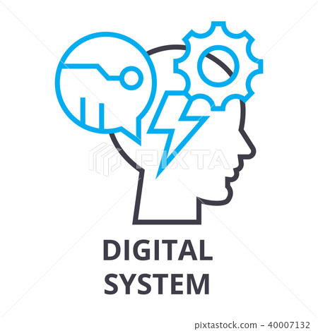 digital system thin line icon, sign, symbol, illustation, linear concept, vector digital system thin line icon, sign, symbol, illustation, linear concept, vector 40007132