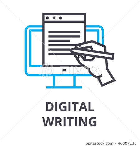 digital writing thin line icon, sign, symbol, illustation, linear concept, vector digital writing thin line icon, sign, symbol, illustation, linear concept, vector 40007133