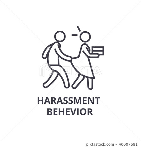 harassment behevior thin line icon, sign, symbol, illustation, linear concept, vector harassment behevior thin line icon, sign, symbol, illustation, linear concept, vector 40007681