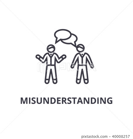 misunderstanding thin line icon, sign, symbol, illustation, linear concept, vector misunderstanding thin line icon, sign, symbol, illustation, linear concept, vector 40008257
