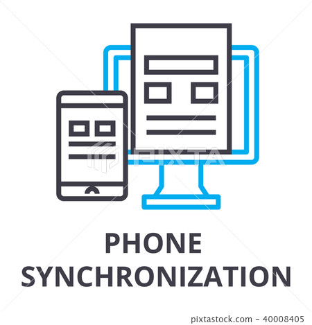 phone synchronization thin line icon, sign, symbol, illustation, linear concept, vector phone synchronization thin line icon, sign, symbol, illustation, linear concept, vector 40008405