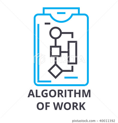algorithm of work thin line icon, sign, symbol, illustation, linear concept, vector  40011392