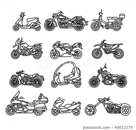 Set of different motorcycles in flat design. Set of different motorcycles in flat design. 40012279