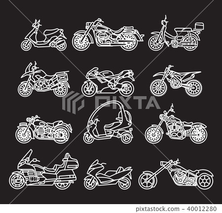 Set of different motorcycles in flat design. Set of different motorcycles in flat design. 40012280