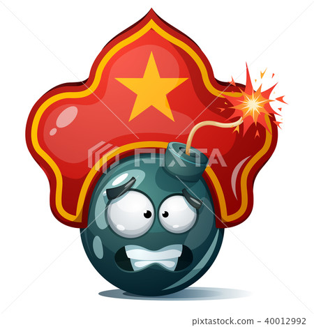Cartoon bomb, fuse, wick, spark icon. Kokoshnik smiley. Cartoon bomb, fuse, wick, spark icon. Kokoshnik smiley. 40012992