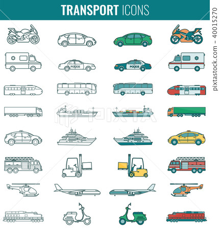 transportation icons set. city cars and vehicles transport. car,