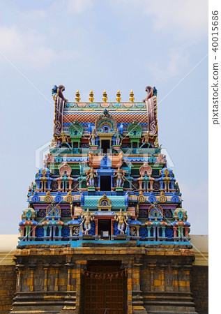 Colorful carved Gopuram, Gangaikonda Cholapuram Colorful carved Gopuram, Gangaikonda Cholapuram 40015686