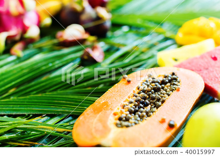 Different Tropical Fruits Raw Eating Diet Concept 40015997
