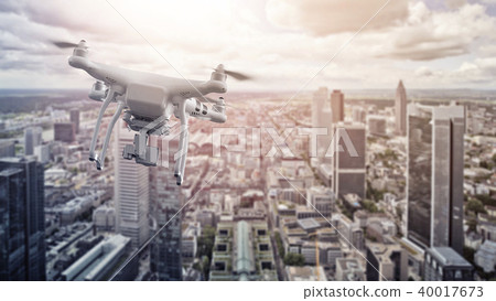 multicopter drone over Frankfurt am Main multicopter drone over Frankfurt am Main 40017673