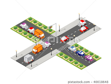 Crossroad road isometric Crossroad road isometric 40018648