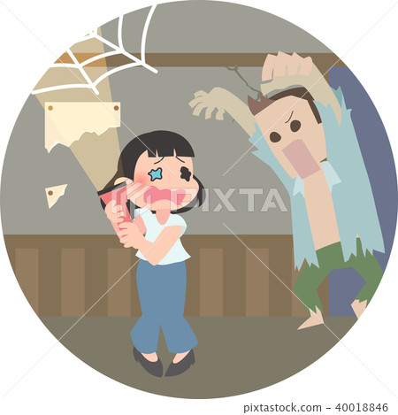Surprised woman with a monster Surprised woman with a monster 40018846