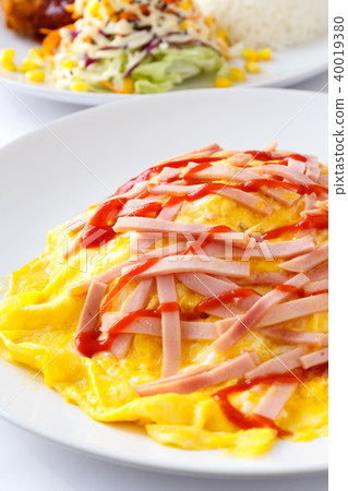 Omelette with cheese and ham. 40019380
