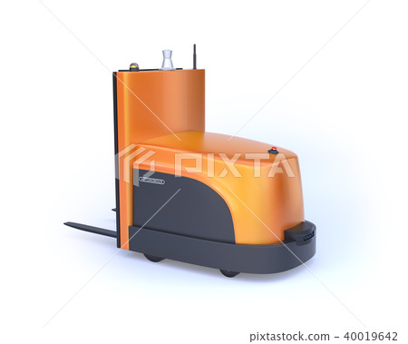 Image of a battery-powered self-driving forklift car on a white background 40019642