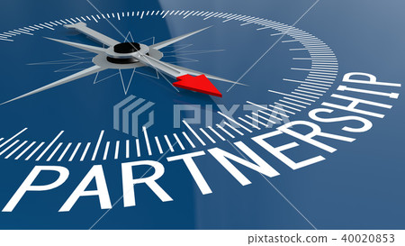 Blue compass with partnership word - Stock Illustration [40020853] - PIXTA