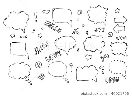 Speech hand drawn bubbles set Speech hand drawn bubbles set 40021796