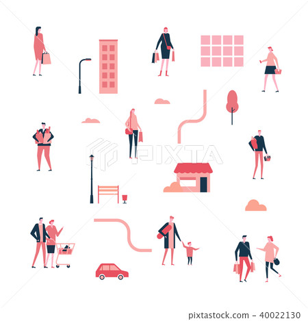 Shopping - flat design style set of isolated elements 40022130