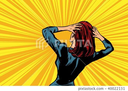 Pop art woman in panic 40022131