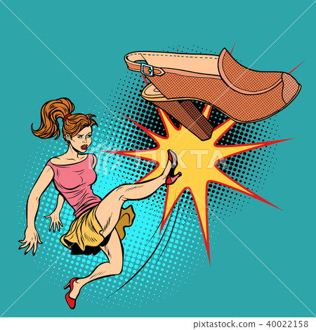 Woman and fashion, girl kicks shoes Woman and fashion, girl kicks shoes 40022158