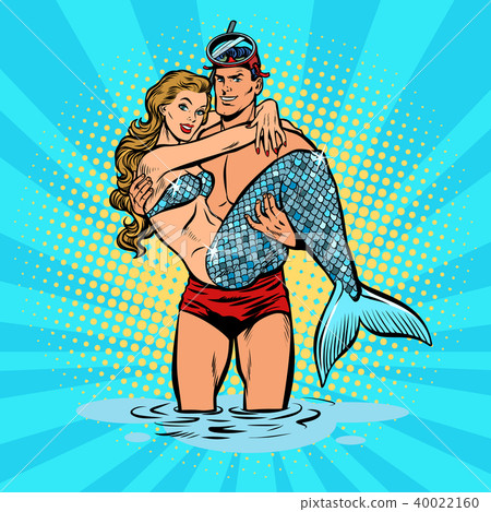 Diver male and female mermaid 40022160
