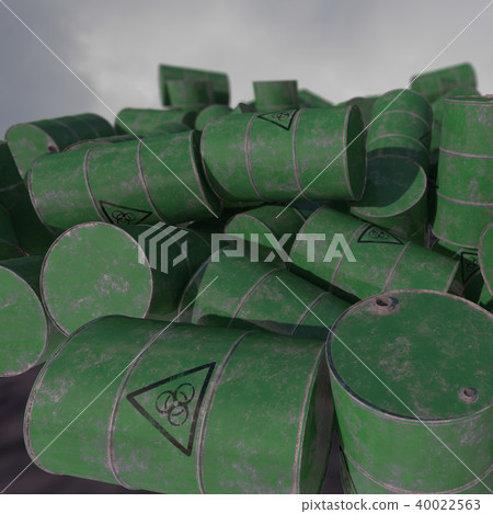 Barrels of biological waste. Isolated . 3D render. Barrels of biological waste. Isolated . 3D render. 40022563