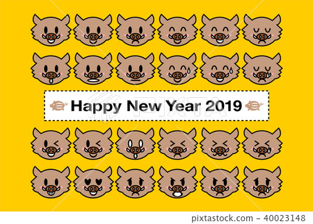 2019年新年賀卡新年賀卡野豬 2019年新年賀卡新年賀卡野豬 40023148