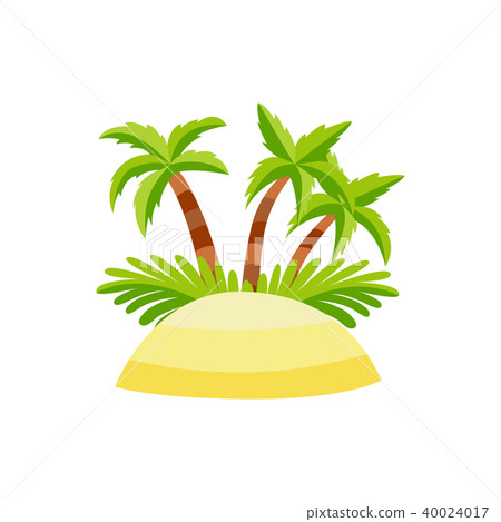 Vector flat sand island with palm tree coconut 40024017