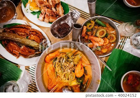 Meal set of traditional Filippino Food, Top view 40024152