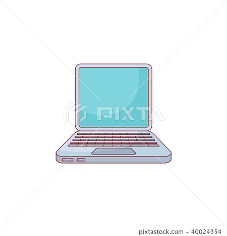 Vector flat hand drawn laptop computer icon. Vector flat hand drawn laptop computer icon. 40024354