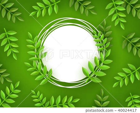 Vector green leaves frame background template - Stock Illustration ...