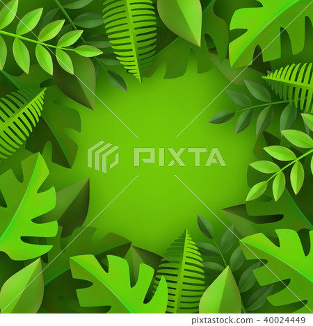Vector green leaves frame background template - Stock Illustration ...