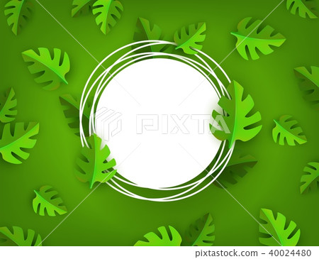 Vector green leaves frame background template - Stock Illustration ...