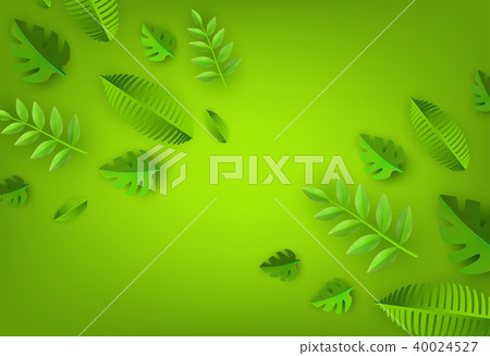 Vector green leaves frame background template - Stock Illustration ...