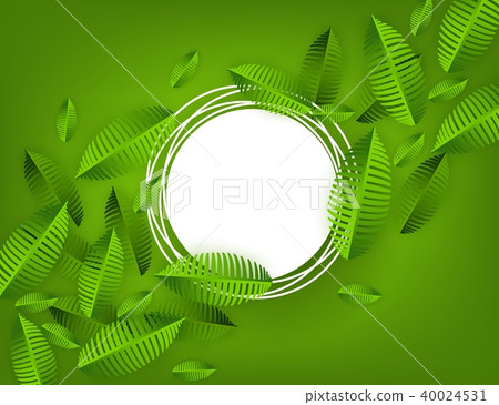 Vector green leaves frame background template - Stock Illustration ...