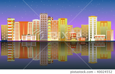 Vector cityscape poster city skyscraper building - Stock Illustration ...
