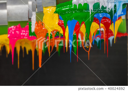 colorful ink flow down from printer handle colorful ink flow down from printer handle 40024892