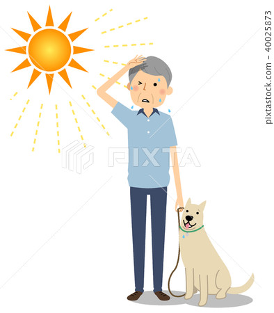 年長人陽光狗走 40025873