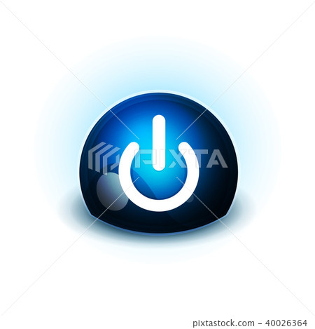 Power button blue icon, start symbol 40026364