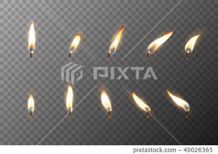 Vector 3d realistic different flame of a candle or match icon set closeup isolated on transparency Vector 3d realistic different flame of a candle or match icon set closeup isolated on transparency 40026365