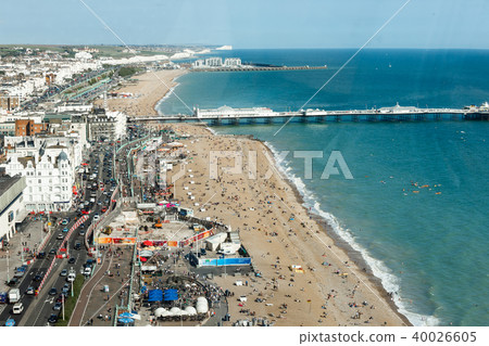 Aerial view of Brighton, roadway is made narrower due to built work Aerial view of Brighton, roadway is made narrower due to built work 40026605